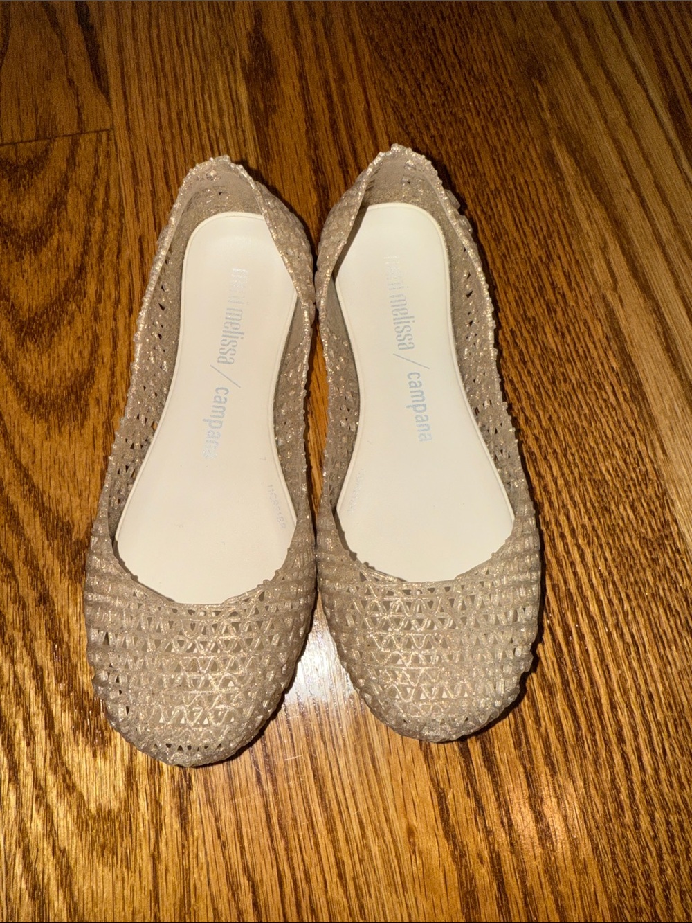Mini Melissa Campana Papel Glitter Clear Jelly Flats Girls